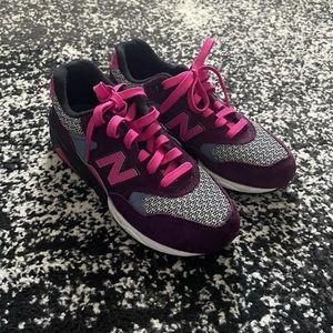 Purple and pink sneakers.